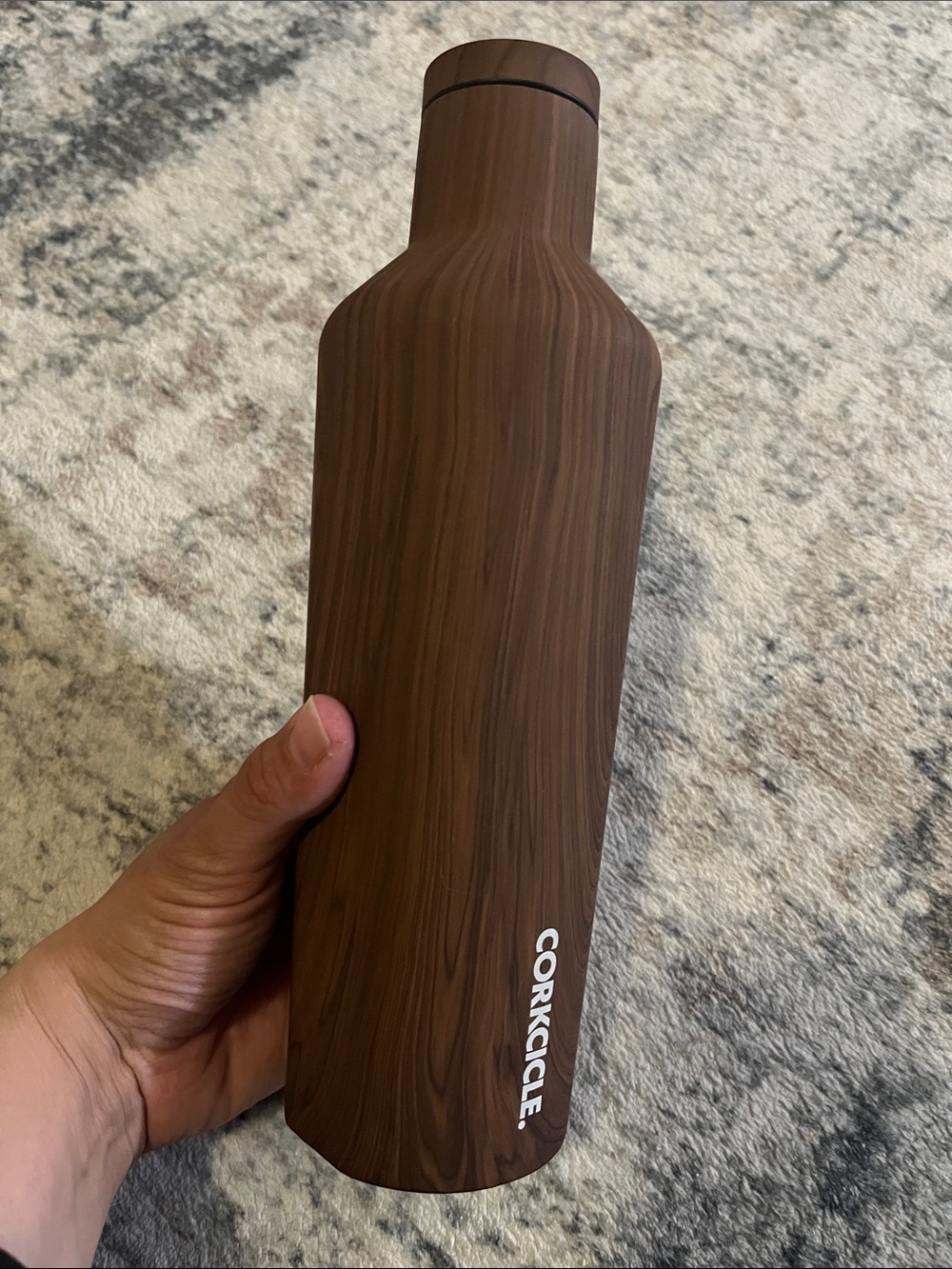 Corkcicle Brown Wood-Grain Stainless Steel Water Bottle